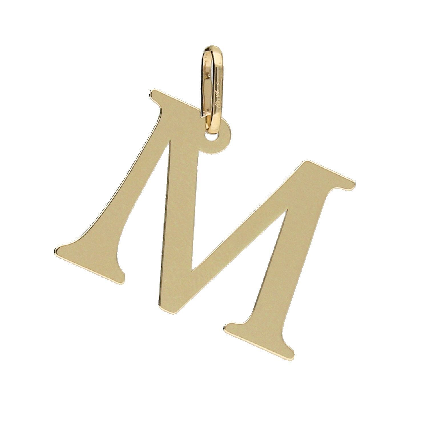 Modne złote wisiorki od sklepu jubilerskiego Diament. Zawieszka w kształcie litery M.jpg